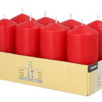 Rode stompkaars, diameter 50 mm, set van 8