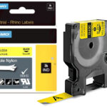 DYMO RHINO nylon-lettertape zwart/geel, 12 mm x 3,5 m