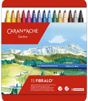 CARAN D'ACHE viltstiften FIBRALO, 15 stuks in blikje, 1,4mm