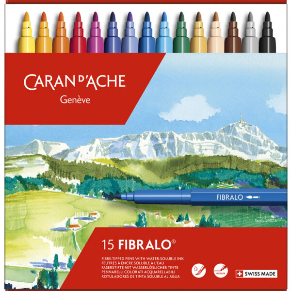 CARAN D'ACHE viltstiften FIBRALO, 15 stuks in blikje, 1,4mm