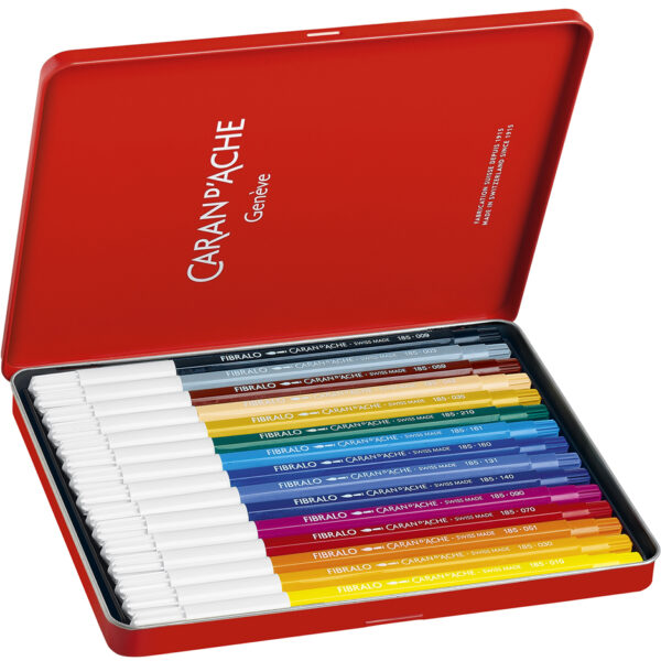 CARAN D'ACHE viltstiften FIBRALO, 15 stuks in blikje, 1,4mm