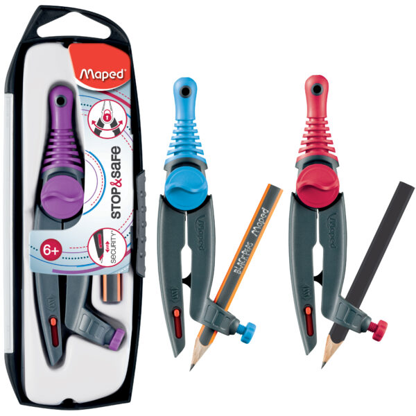 Maped paspuntenset Stop & Safe met adaptering, blauw.