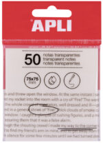 APLI zelfklevende memo's, 75 x 75 mm, kleurloos transparant