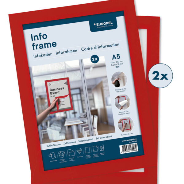EUROPEL magneetframe INFO FRAME, DIN A5, rood