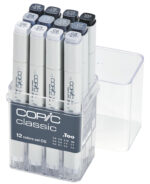 COPIC Marker classic, 12 stuks grijsset 'CG', koude grijstinten