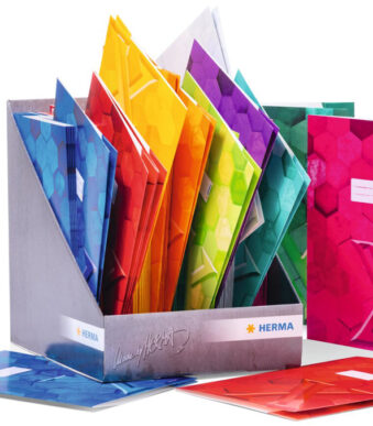 HERMA schrift-/boekbeschermer Karton X, karton, A4, kleuren assorti, display