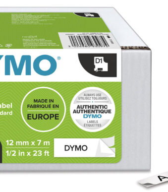 DYMO D1 lettertapecassette zwart/wit, 12 mm x 7 m, 10 stuks