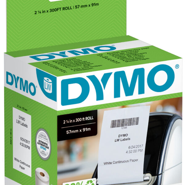 DYMO LabelWriter-bonnenrol, 57 mm x 91 m, wit