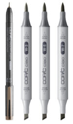 COPIC Marker ciao, 3+1 Set SHADE 'Dark Warm Gray'
