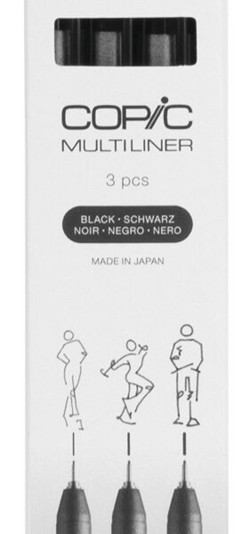 COPIC fineliner MULTILINER, zwart, 0,3/0,5/0,8, set van 3