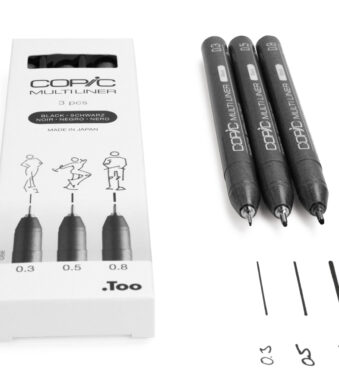 COPIC fineliner MULTILINER, zwart, 0,3/0,5/0,8, set van 3