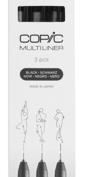 COPIC fineliner MULTILINER, zwart, 0,05/0,1/0,3, set van 3