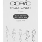 COPIC fineliner MULTILINER, zwart, 0,05/0,1/0,3/0,5/0,8, set van 5