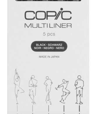 COPIC fineliner MULTILINER, zwart, 0,05/0,1/0,3/0,5/0,8, set van 5
