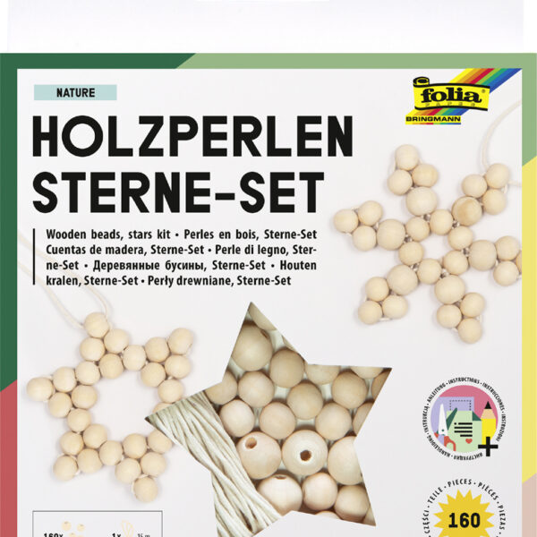 Houten kralen sterrenset Natuur, 161 stuks