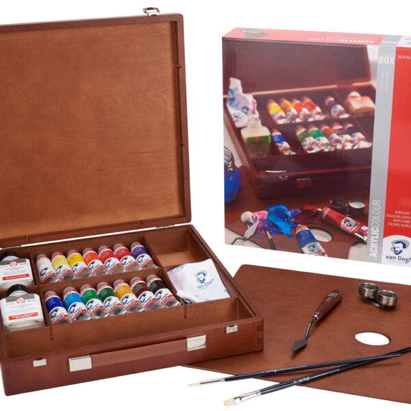 ROYAL TALENS Van Gogh luxe houten koffer met acrylverf Inspiration