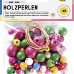 Houten kralen, rond, gemengde maten en kleuren.