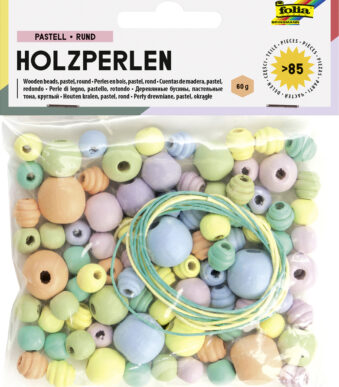 Houten kralen 'Pastel', rond, 4 maten gemengd
