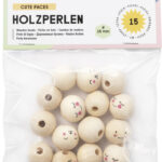 Houten kralen schattige gezichtjes, rond