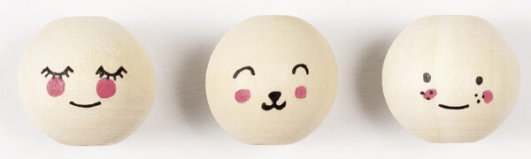 Houten kralen schattige gezichtjes, rond