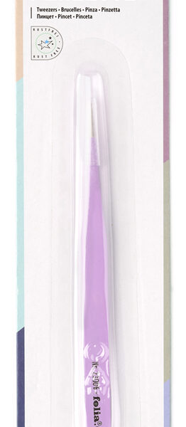 Puntige pincet, lengte: 135 mm, paars gecoat.
