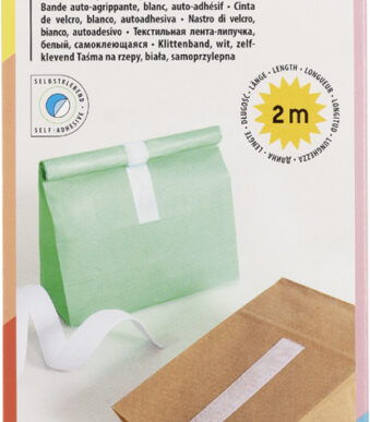 Zelfklevende witte haakjesband, 20 mm x 2 m