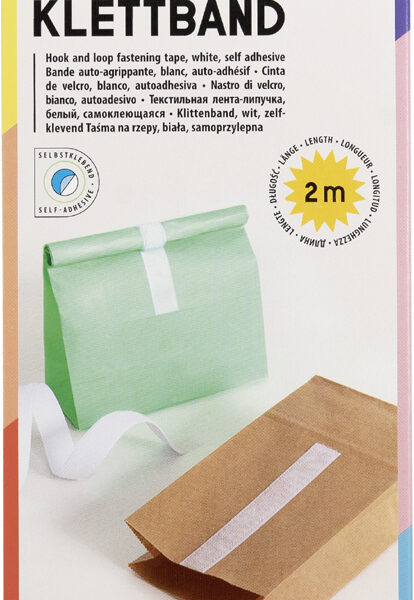 Zelfklevende witte haakjesband, 20 mm x 2 m