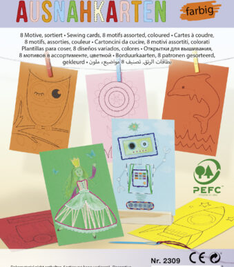 Gekleurde strijkpatroonkaarten, 110 x 170 mm.