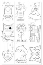 Gekleurde strijkpatroonkaarten, 110 x 170 mm.