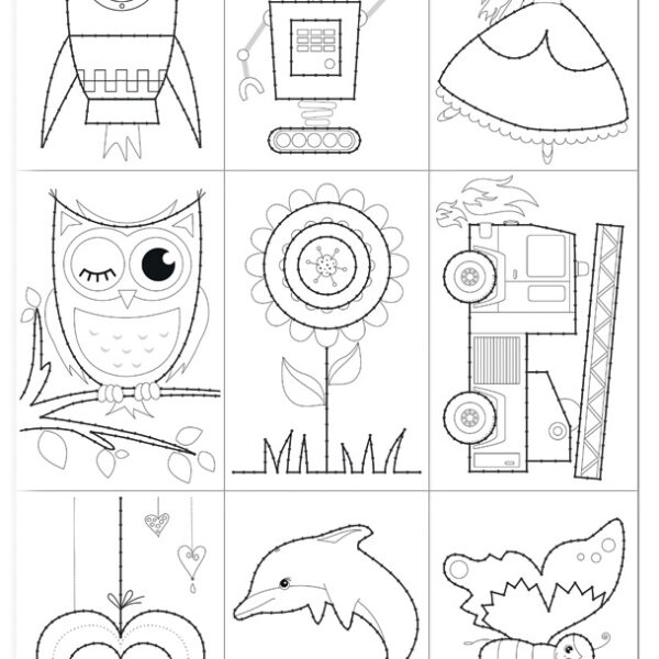 Gekleurde strijkpatroonkaarten, 110 x 170 mm.