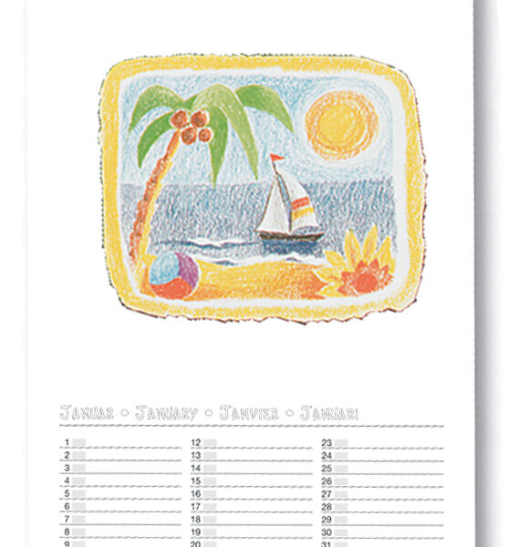 Creatieve Wandkalender, A4-formaat, wit