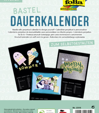 Creatieve wandkalender, 170 x 240 mm, zwart.