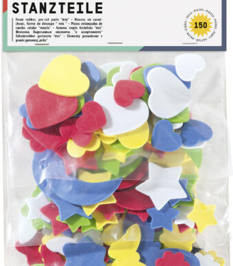 Viltsponsrubber knipvormonderdelen, 150 stuks geassorteerd.