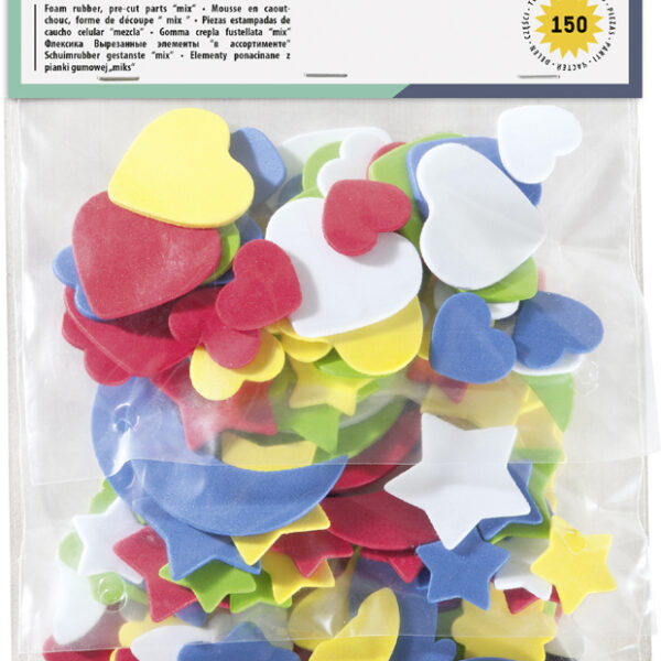 Viltsponsrubber knipvormonderdelen, 150 stuks geassorteerd.