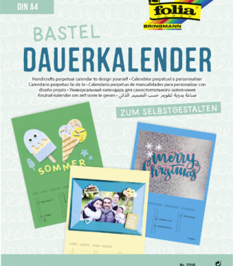 Creatieve wandkalender, gekleurd, A4-formaat.