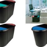 Ovale papierbak 'the triple', polyethyleen, zwart/rood/blauw