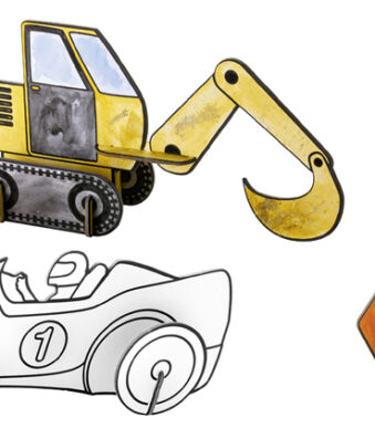 Vervoermiddelen van karton om in te steken