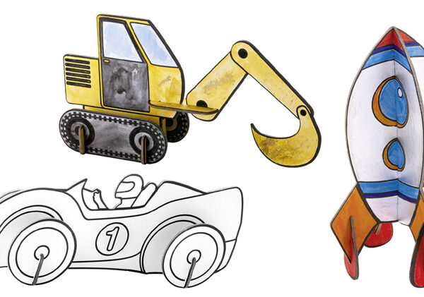 Vervoermiddelen van karton om in te steken