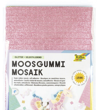 Glittermozaïek van zelfklevende biesvormpjes.