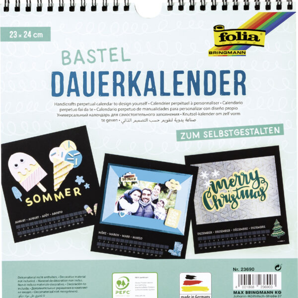 Creatieve muurdagkalender zwart, 230 x 240 mm.