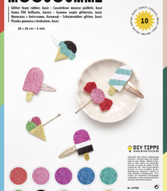 Glittermosrubber vellen, niet zelfklevend, 10 stuks