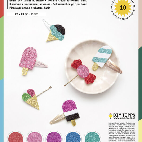 Glittermosrubber vellen, niet zelfklevend, 10 stuks