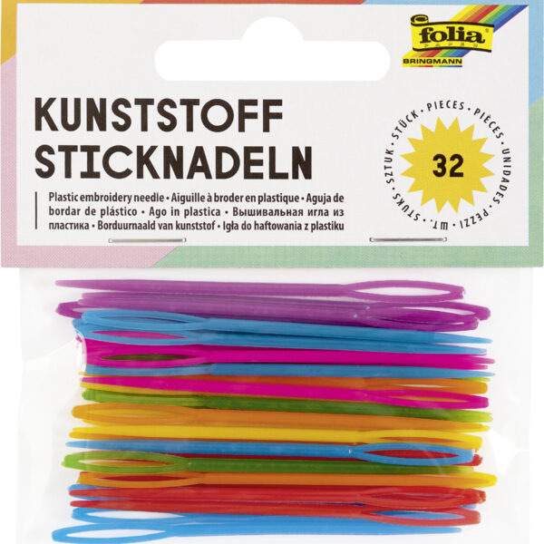 Gekleurde kunststof borduurnadeln gemengd.