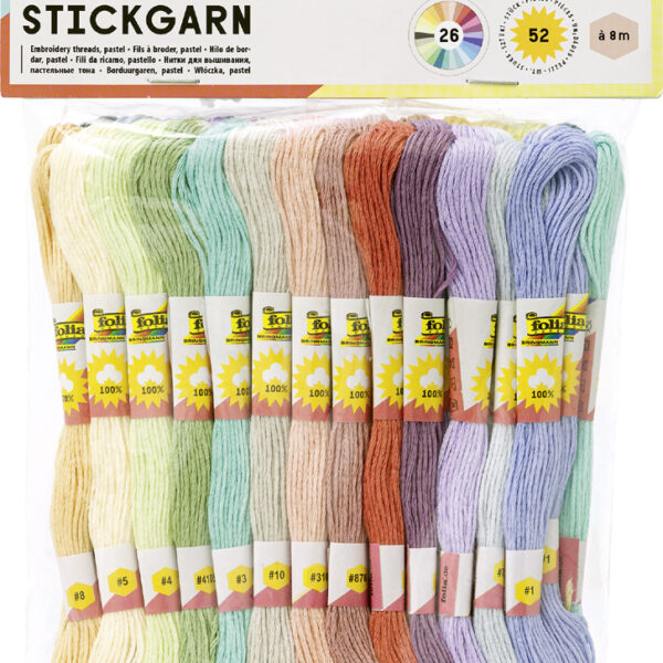 Borduurgarennaalden Pastel, gekleurd assortiment