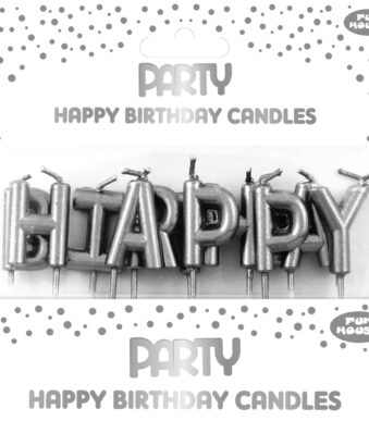 Clairefontaine taartkaarsjes-set 'Gefeliciteerd', zilver