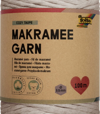 Gezellige taupekleurige macrame-touw, lengte: 100 meter