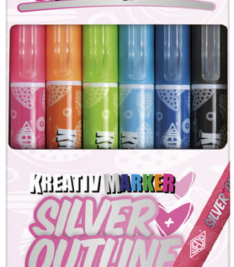 WEDO creatiefmarker SILVER + OUTLINE, 6 stuks in etui