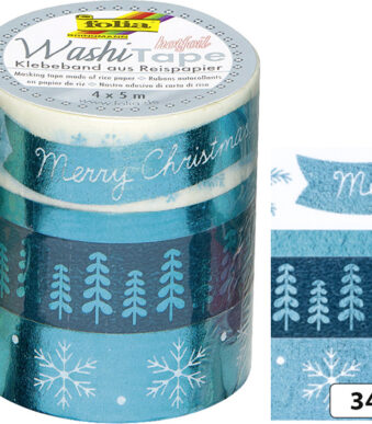 Foliedecoratieplakband in ijsblauwe hotfoil-look, set van 4