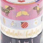 Folia Decoratiepleisterband Washi-Tape Kerst 'FALALA', set van 4