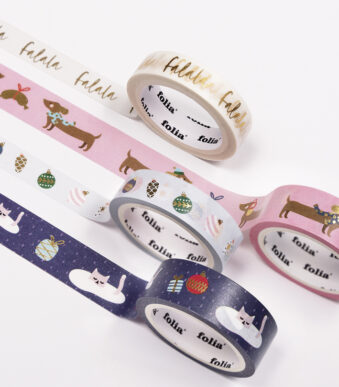 Folia Decoratiepleisterband Washi-Tape Kerst 'FALALA', set van 4